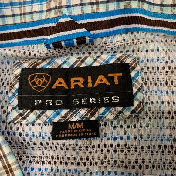 Ariat Shirt Mens Medium Pro Series Plaid Western Cowboy Button Down Chest Pocket - Picture 4 of 9